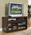46 inch Walnut Sliding Door Living Room TV Stand With Storage