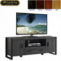 60 inch Wooden Reclaimed Grey Two Doors Media Storage Cabinet 1