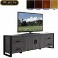 71 inch Wooden Reclaimed Grey Two Doors Media Storage Cabinets