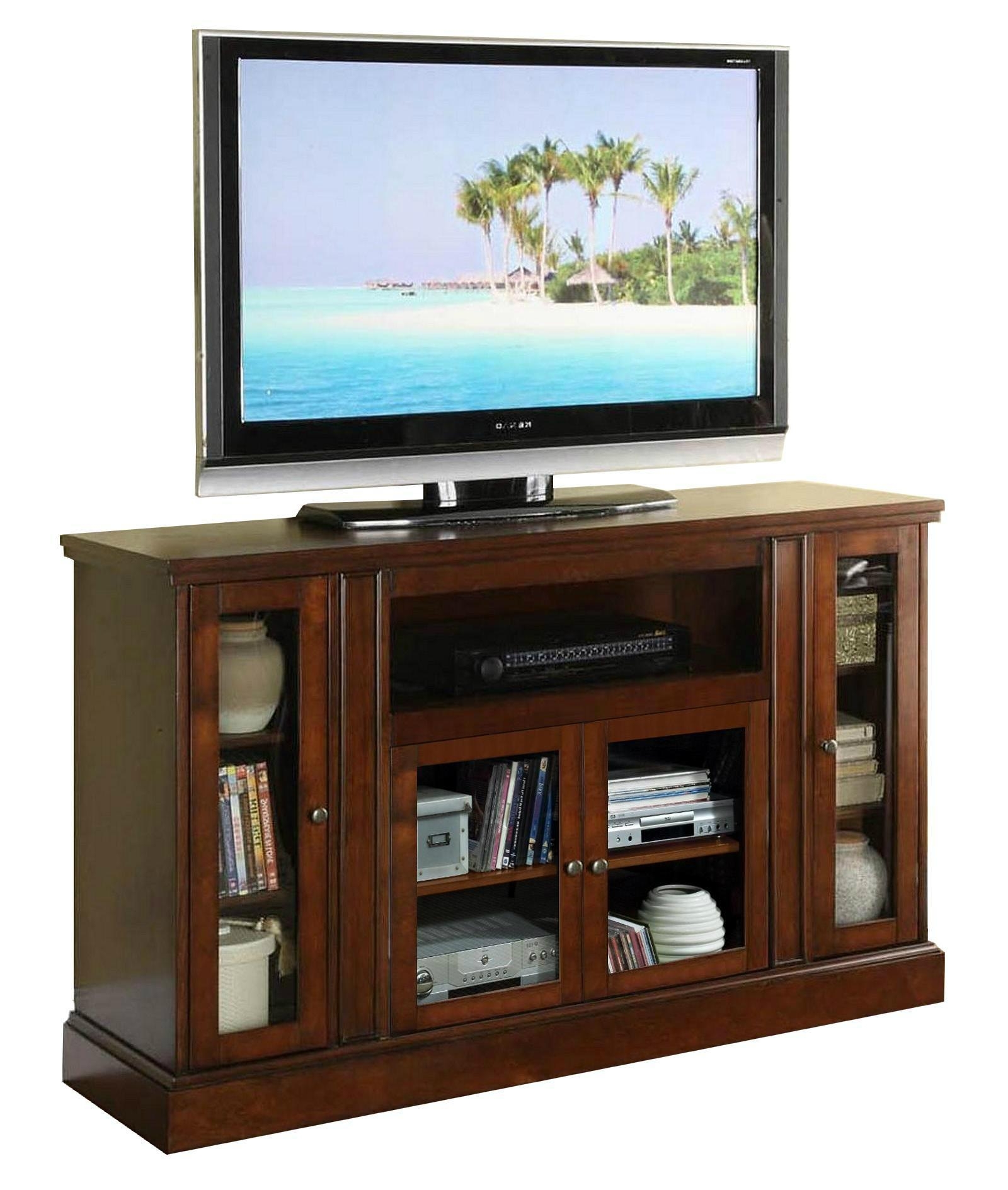 54 inch Charcoal Grey 4 Glass Doors Rustic TV Console Tables WD3888