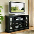 52 inch Wooden Black Tall Modern TV Media Console 