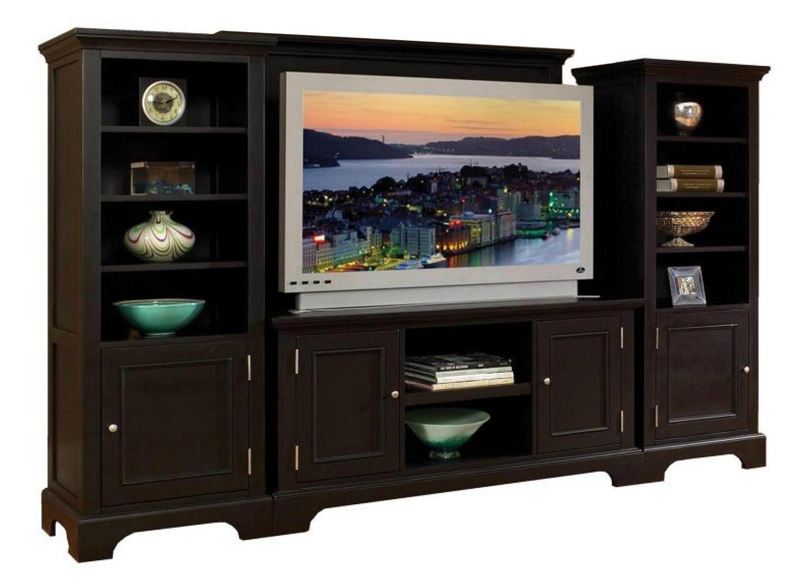 Wooden Espresso Wall Mount TV Stand Entertainment Center ...