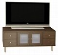 Wooden Espresso Stereo And Audio Cabinet TV Entertainment Unit