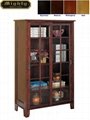 Wooden Walnut Office Modern Bookcase With Glass Doors