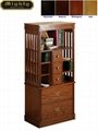 Wooden Mission Style Oak Bookcase with Drawers