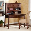 Wooden Mahogany Secretary Desk With Hutch