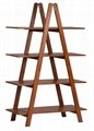 Wooden X Shaped 4 Tier Leaning Ladder Book Shelves