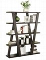 Wooden Inverted-Support 5 Tier Leaning Ladder Book Shelf
