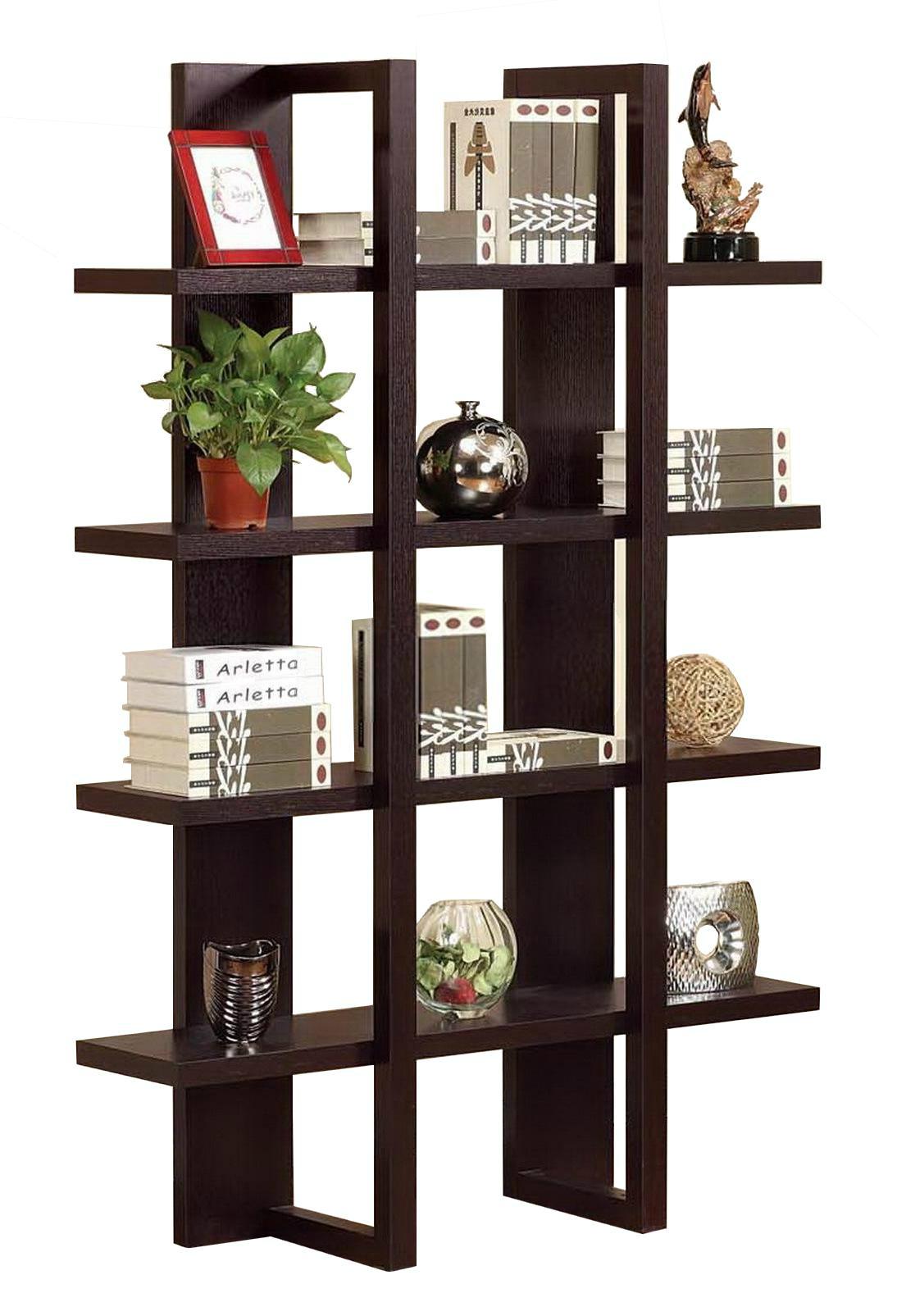 Wooden Espresso 4 Display Shelf Stand Tall Bookshelf 3