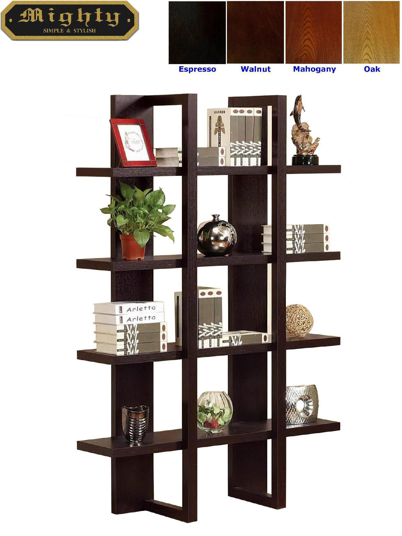 Wooden Espresso 4 Display Shelf Stand Tall Bookshelf