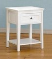 Wooden Modern Small White Side Occasional Table With Drawer