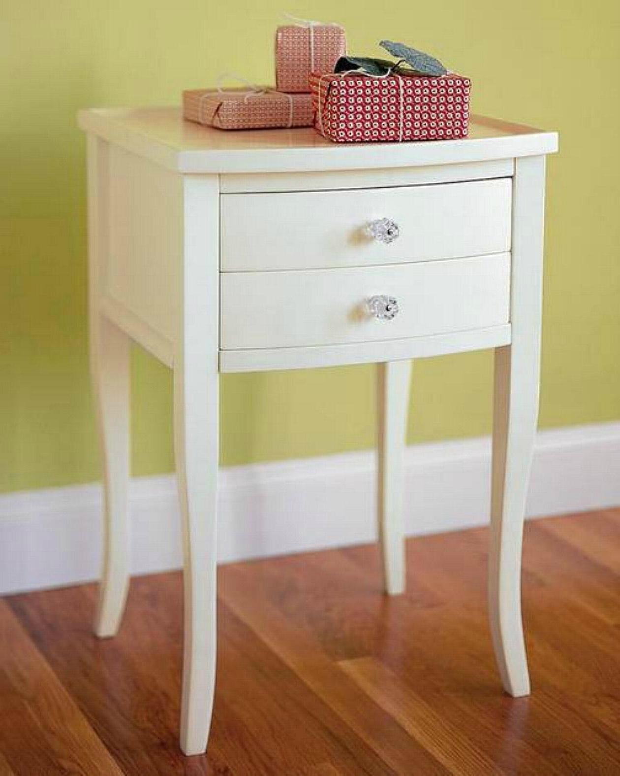 Wooden White Classic Tall Side Table With Drawers WD1754 Mighty
