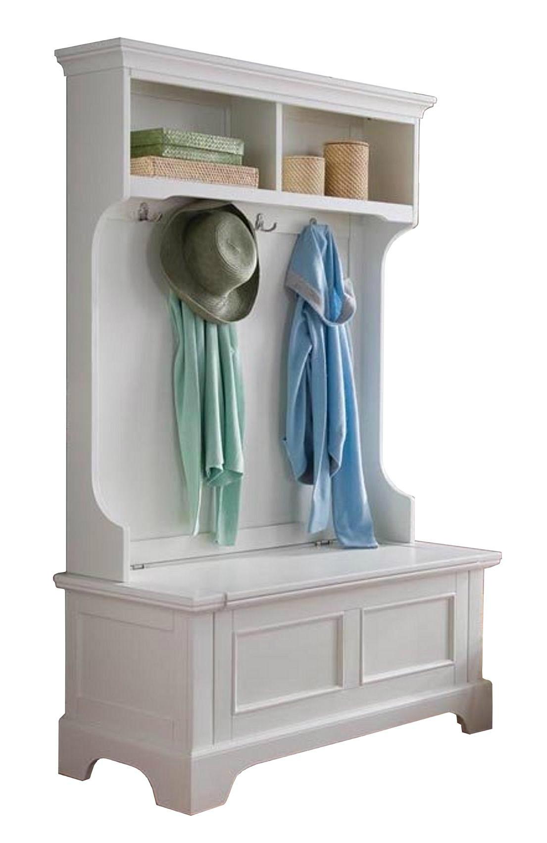 Classic Hall Tree Hallway Modern White Storage Bench WD4065 Mighty