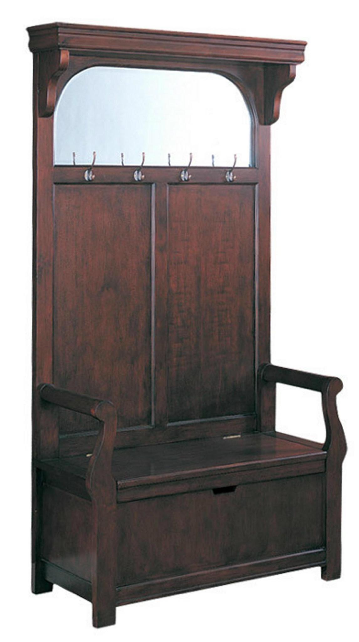 Walnut Finish Hall Tree Entry Hallway Storage Bench Seat Wd 4067