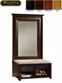 Living Room Mirror Hall Tree Entryway Wood Storage Bench