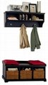 Hallway Wall mounted Coat Rack With Black Storage Entry Bench