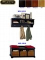 Hallway Wall mounted Coat Rack With Black Storage Entry Bench