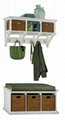 Entrance Wall Mount Coat Rack With Wood Storage Bench
