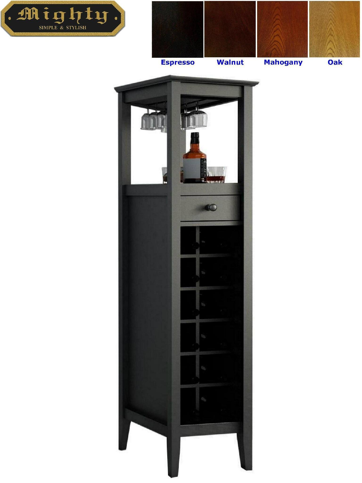 12 Bottles Modern Home Slim Tall Storage Wine Bar Cabinet Tower