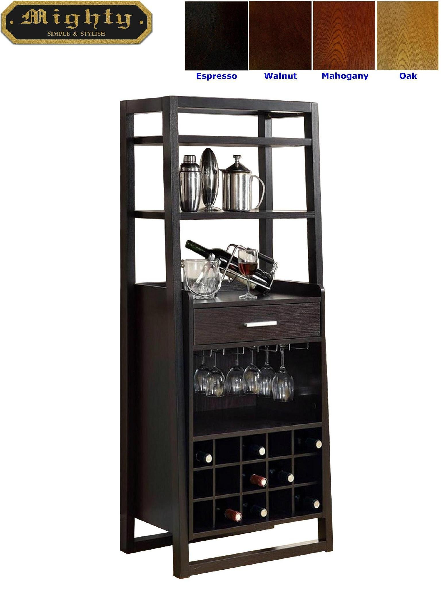 15 Bottles Open Shelves Dulcet Tall Wine Bar Cabinet Furniture