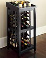 Wooden Black Open Standing Wine Rack Storage