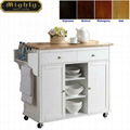 Wood top White Color Mobile Small Kitchen Island Carts