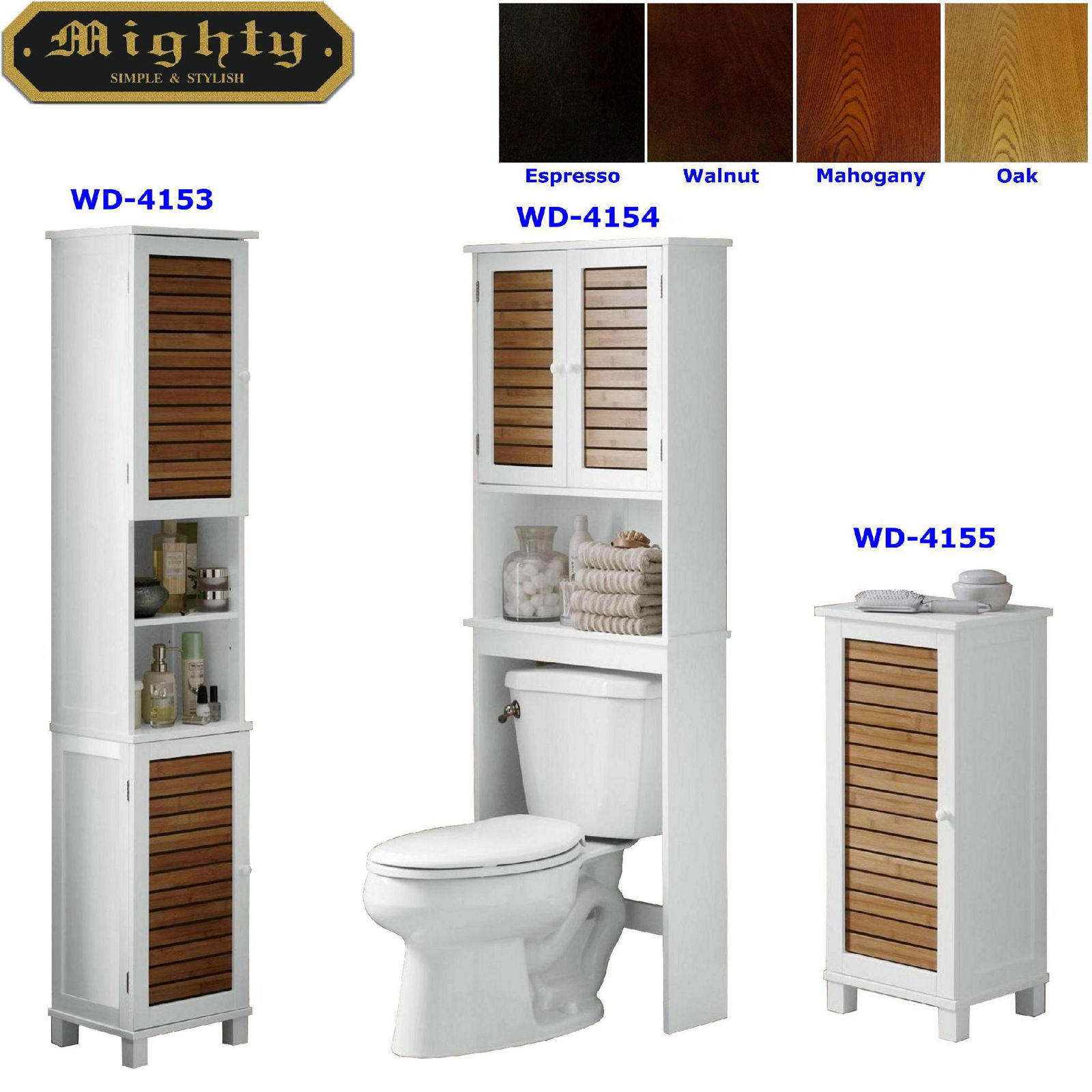 Slat Style Space Saving Above Toilet Storage Bathroom Cabinet