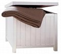 Wooden White Storage Stool Laundry Bin Hamper With Lid