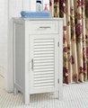 Louvered Door Bathroom Small Linen Storage White Cabinet