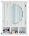 Pinstriped Round Mirrored Bathroom Medicine Cabinets