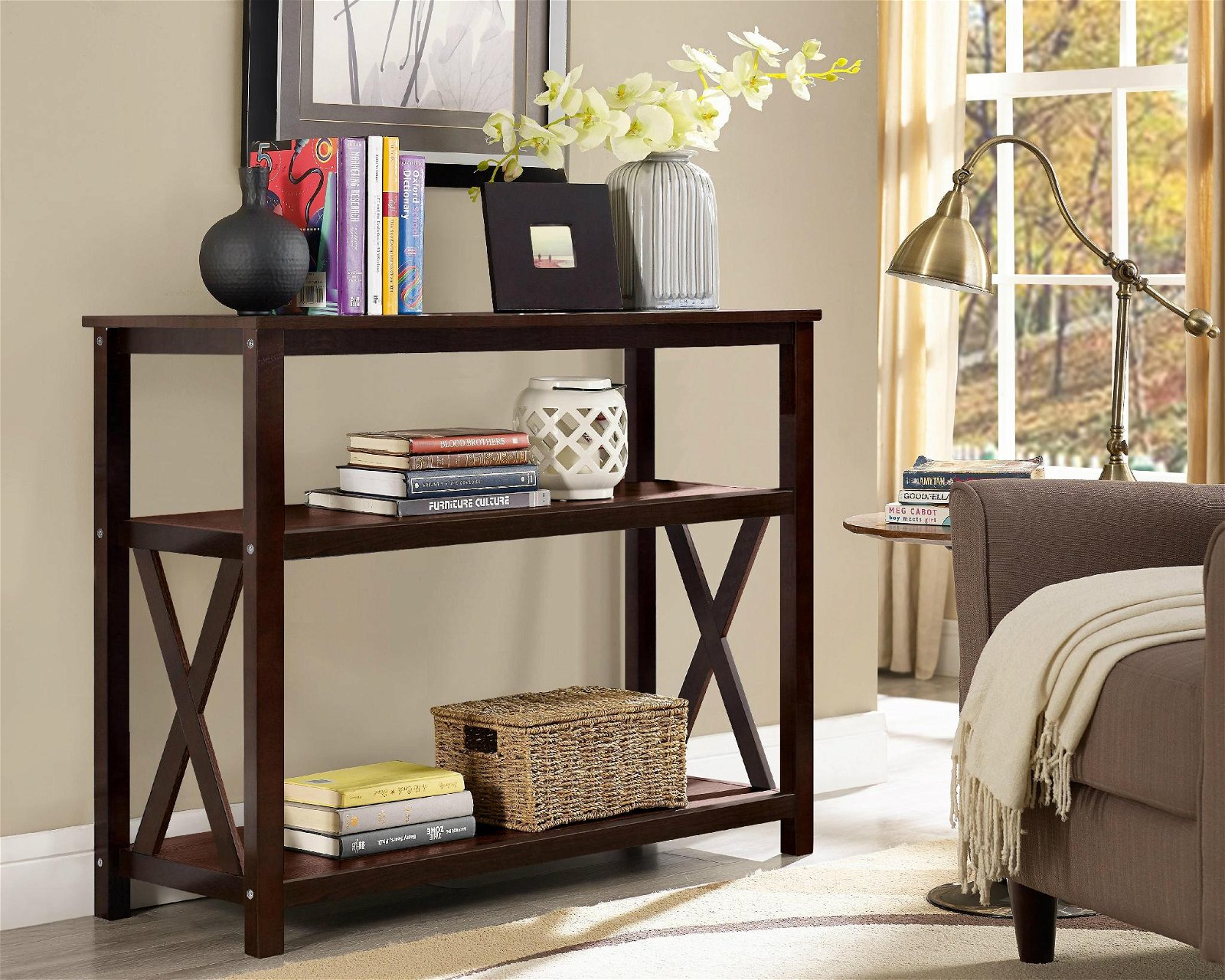Wooden 2 Tier Charcoal Cheap Console Entry Tables 4