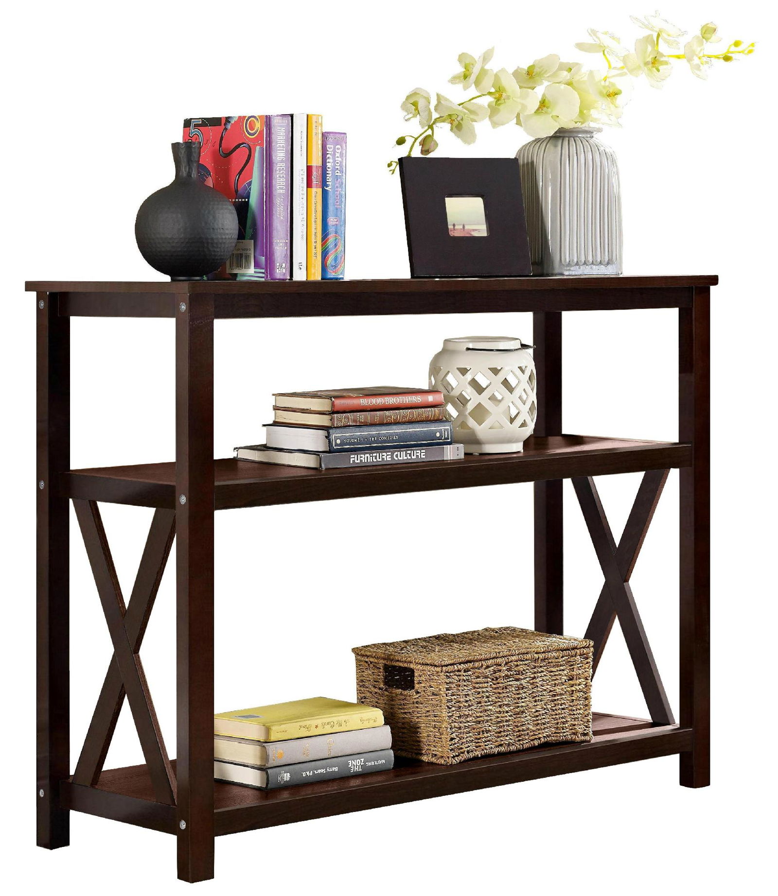 Wooden 2 Tier Charcoal Cheap Console Entry Tables 5