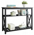 Wooden 2 Tier Rustic Black Sofa Couch Entryway Table 3