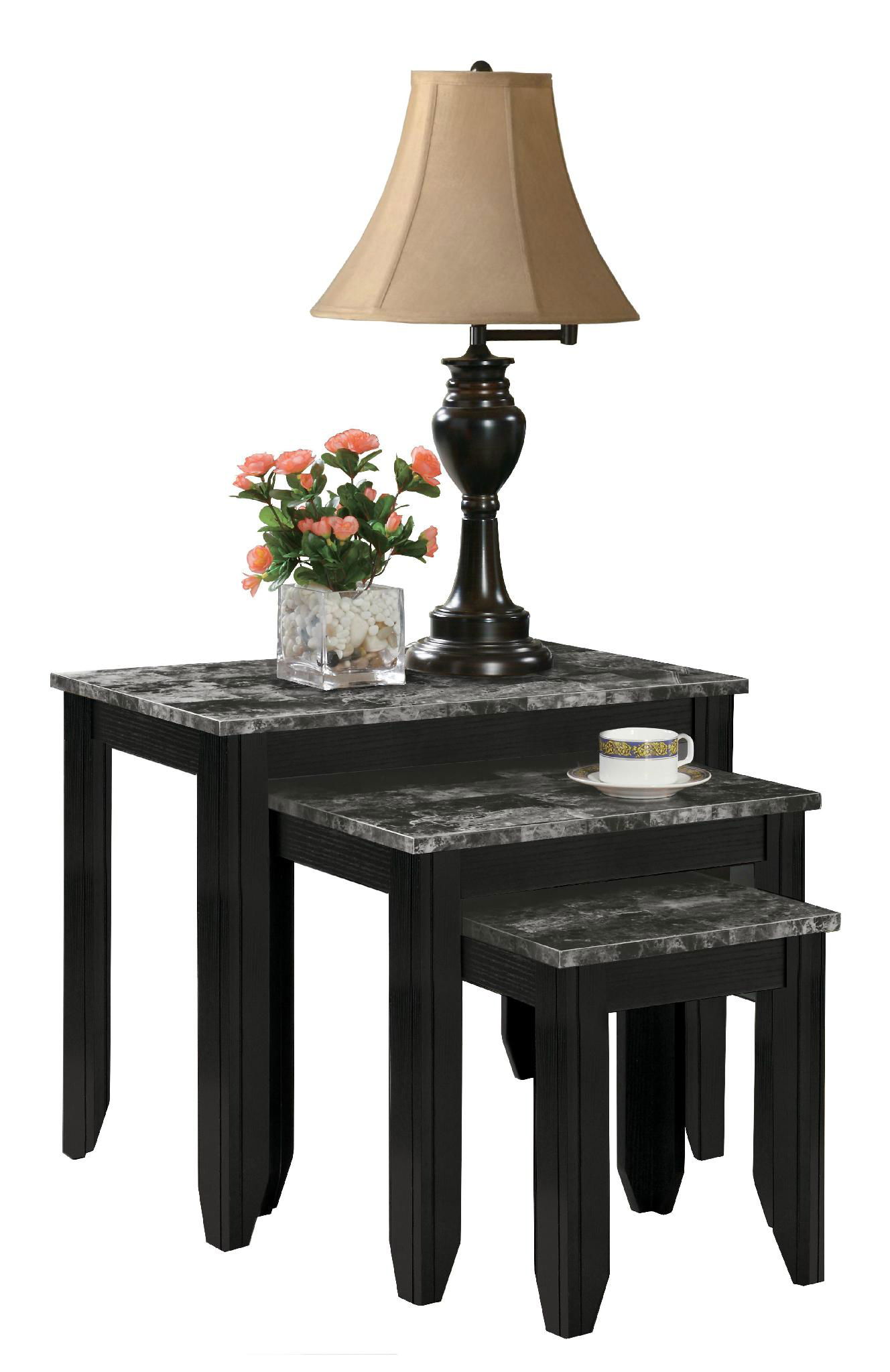 3PCS Grey Faux Granite Marble Nesting Tables 3