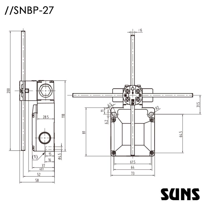 供应SUNS美国三实行车限位开关SNB-27-SL2-N-C十字限位开关轴向限位 4