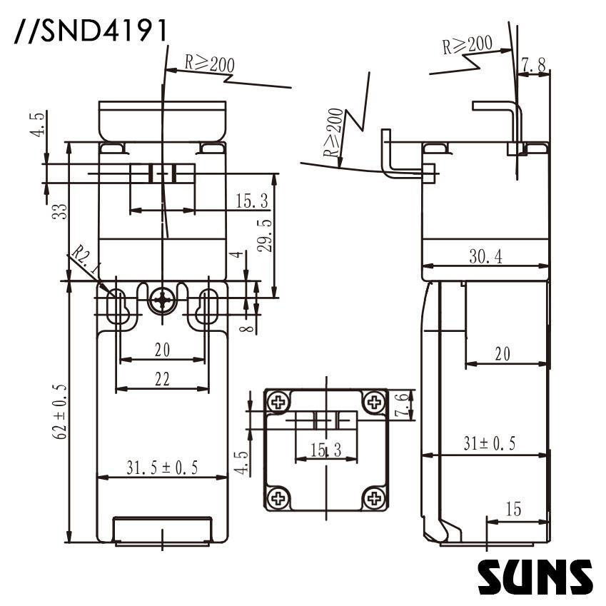 供应SUNS美国三实SND4191-SL-C安全钥匙开关 安全防护门开关 2