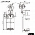 供应SUNS美国三实行程开关塑料壳体SND4104-SP-C安全限位开关金属滚轮头部