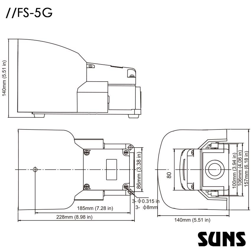 SUNS美国三实工业脚踏开关FS-5G-20-C单脚踏（带保护罩）重型脚踏开关 2