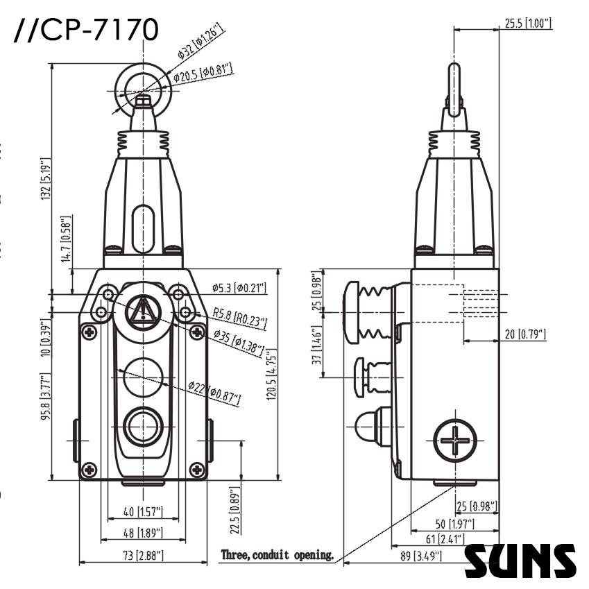 SUNS美国三实双向拉绳开关CP8171-SL6-C-R-24-E带急停按钮防水拉绳开关拉线 4