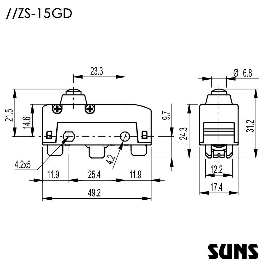 供应SUNS美国三实防水速动开关ZS-15GD安全微动开关 带强制开离 2