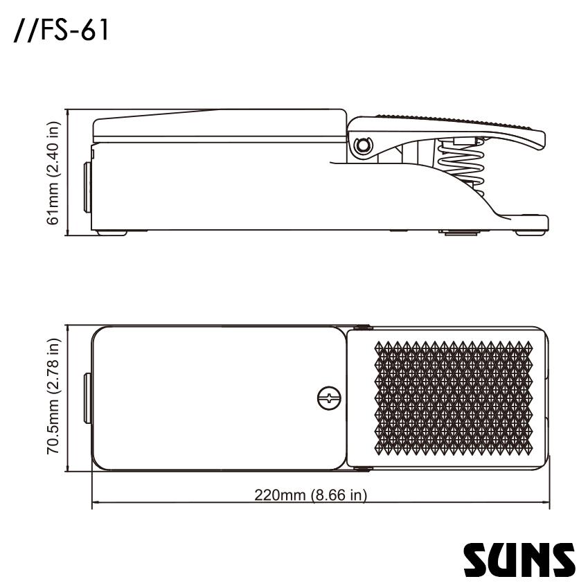 SUNS美国三实工业脚踏开关FS-61防水安全脚踏开关铝合金材质外壳  2