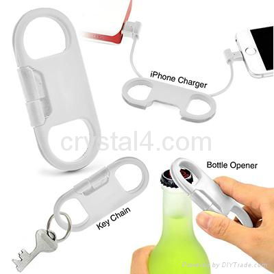 Bottle cap opener cable keyring