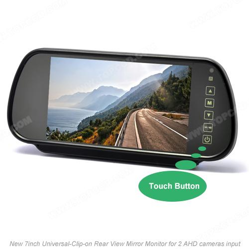 2ch 7inch Touch Screen Clip on Mirror Monitor for AHD cameras 