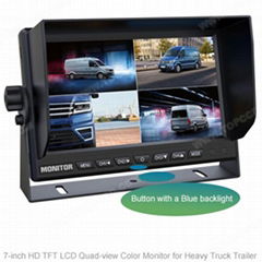 7Inch AHD LCD Quad-view Monitor for Heavy Truck Trailer 