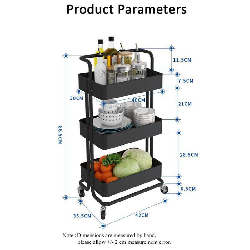 #1001 3-Tier Kitchen Trolley Cart ABS Material with Metal Tube 2