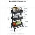 #1001 3-Tier Kitchen Trolley Cart ABS Material with Metal Tube 2