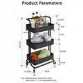 #1001 3-Tier Kitchen Trolley Cart ABS Material with Metal Tube