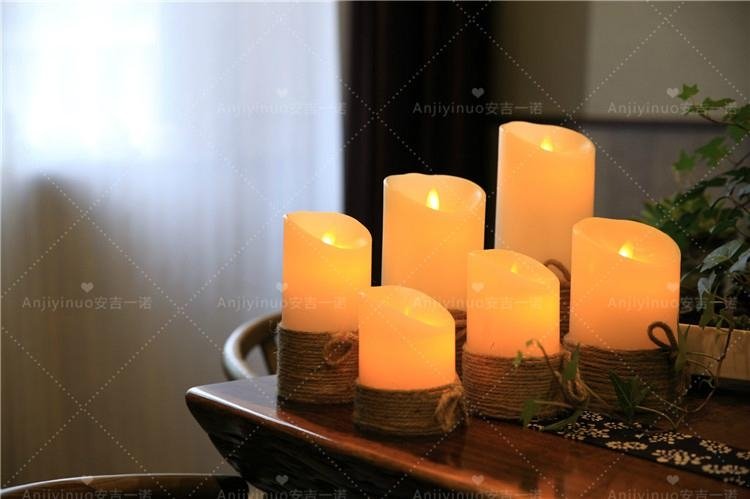 3 Pcs Real Wax candels Yellow Flickering flamless battery led candle