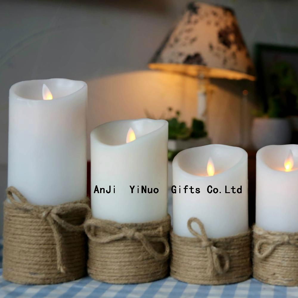 3 Pcs Real Wax candels Yellow Flickering flamless battery led candle 5