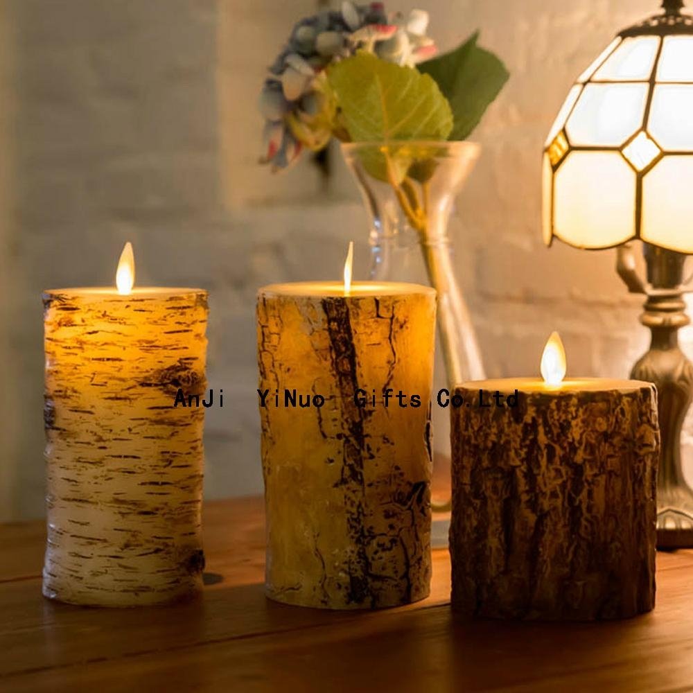 moving wick luminara bark candle wholesale,flicker flame remote control candle 5